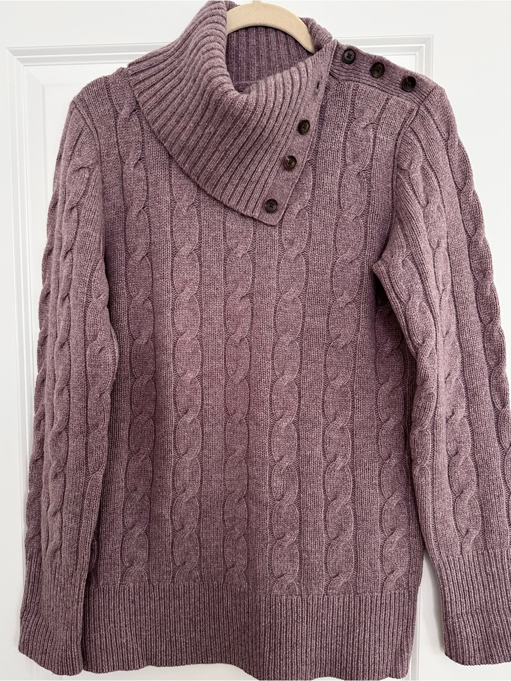 Vintage Ralph Lauren Sport Merino Wool Cable Knit Button Collar Fall Sweater